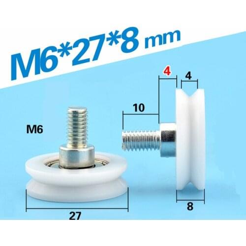V-groove M6 screw screw thread 626ZZ plastic 626 bearing pulley mechanical rolling wire guide wheel M6*27