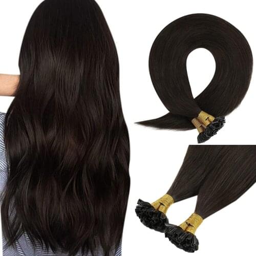 VeSunny U Tip Hair Extensions Human Hair Fusion Hair Extensions Pre-Bonded Extensions 100% Remy Human Hair 50g/pack Keratin Hair