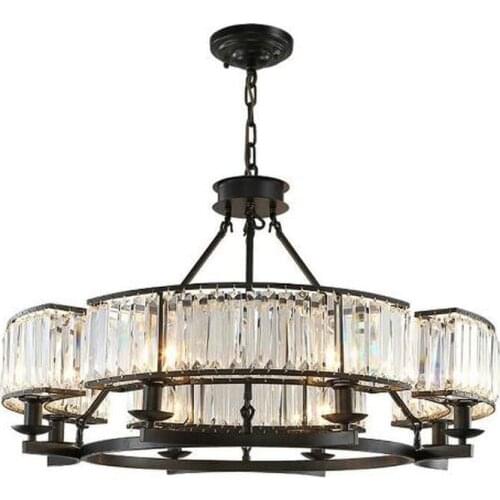 Vintage Loft Style Crystal Lighting Fixture Bronze Black Crystal Chandelier Lampshade lamps for Living Room E14 Led lamp