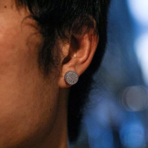 D&ZFashion Shiny Bling Square Stud Earrings Punk Silver Color Micro Paved CZ Crystal Wedding Earrings for Men Women Hip Hop Jewe