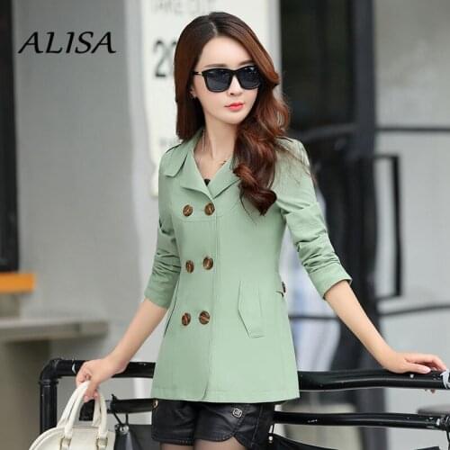 Women Short Trench Coat New 2021 Spring Autumn Fashion Korean Turn Down Collar Double Breasted Windbreaker Woman Outerwear