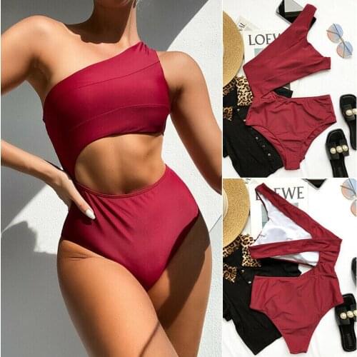 Womens One Piece Swimwear Bathing Suit Monokini Bikini Swimsuit One Shoulder