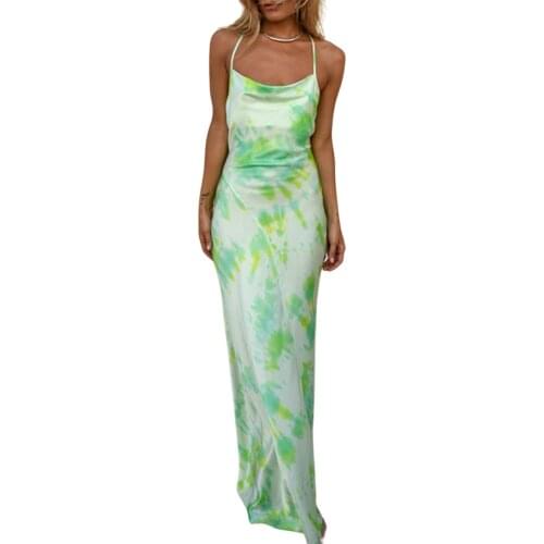 Women Sexy Color Block Dress, Adults Sleeveless Backless Boat Neck Criss-cross Spaghetti Strap 1 piece