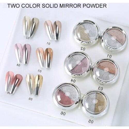 1 Box Double Rose Gold Color Nail Mirror Glitter Powder Nail Art Gel Polishing Chrome Flakes Pigment Dust Decorations