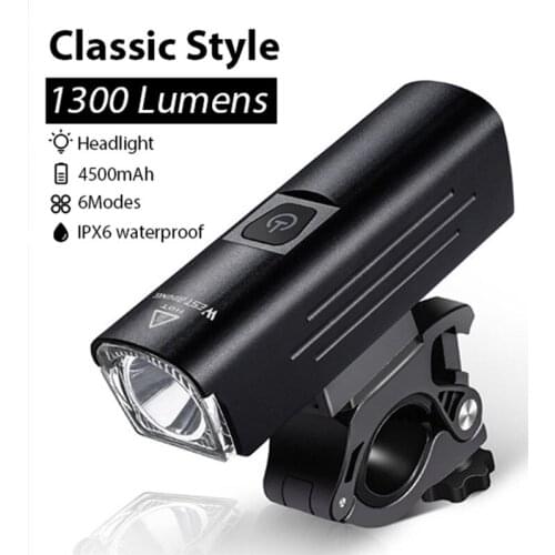 1300 Lumen Super Bright Bicycle Light USB Rechargeable Front Lights Flashlight MTB Road Bike LED Headlight Waterproof Rear Lamp