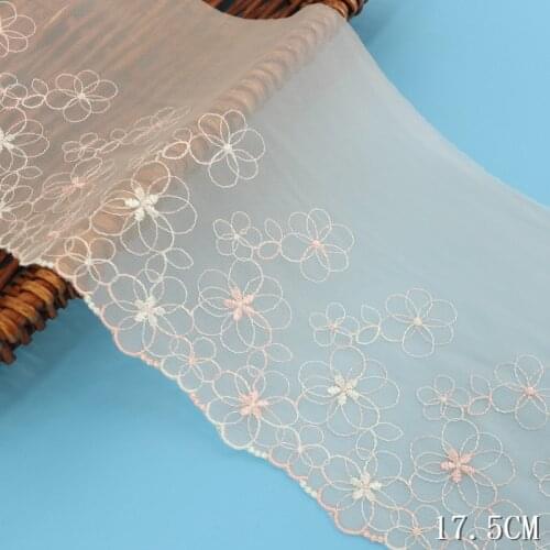 29Yards Pink Light Yellow Mesh Floral Embroidery Lace Trim Fabric For Lingerie Underwear Bra Dolls Dress Decoration New