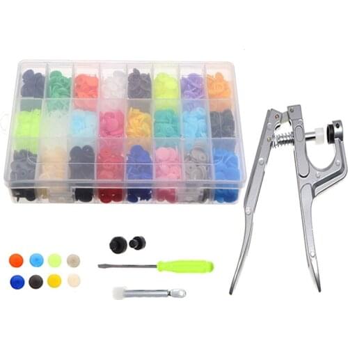 360 Sets of Boxed Plastic Color Buttons 24 Colors Each 15 Sets of Button Resin Snap Buttons + Installation Tool Kit