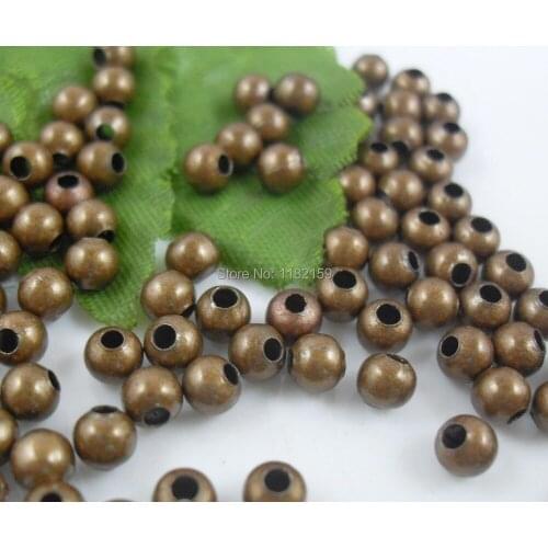 Free Shipping Wholesale 5000pcs coppering Smooth Ball Spacer Beads 4mm Dia. For Jewelry Making Craft DIY