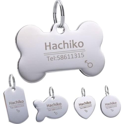 Free engraving Pet Dog cat collar accessories Decoration Pet ID Dog Tags Collars stainless steel cat tag customized tag
