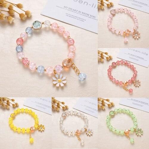 Girlfriend Charm Bead Daisy Bracelet New 2021 Colorful Summer Armband Chain Cute Bracelet Party Wedding Friendship Gift Jewelry