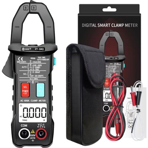 BSIDE ZT-5BQ Digital Clamp Meter AC/DC Current 1mA True RMS Auto Range Live Check NCV Temp Frequency Capacitor Tester Multimeter