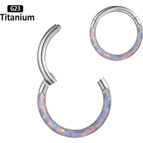 DIDE Implant Grade F136 Titanium Piercing Opal Septum Piercing Ring Clicker Earrings Nose rings 16G Piercing Body Jewelry