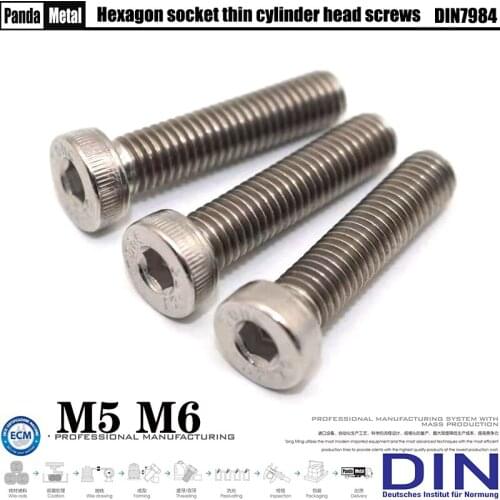DIN7984 Hexagon Low Head Thin Bolt 304 Stainless Steel Hexagon Head Bolt Thin Head Short Screw Specification M5M6A2-70
