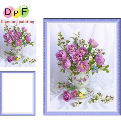 DPF with Frame Diamond painting Cross Stitch Love Rose full Round diamond Mosaic Diamond Embroidery Needlework home decor