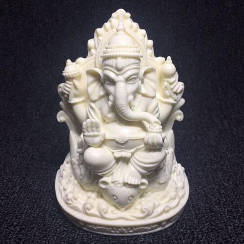 India Ganesha Bodhisattva statue White Ganesha sculpture High-end fine carving Home living room bedroom garden decorationcrafts
