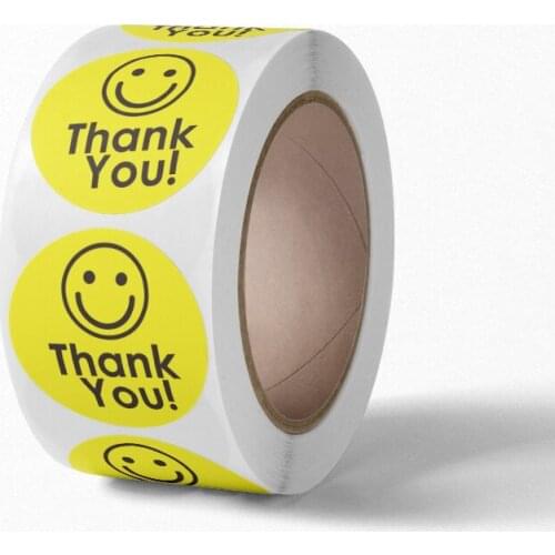 J013 Custom Floral Sticker Roll Glossy Finish With Strong Adhesive Glue Logo Thank You Label