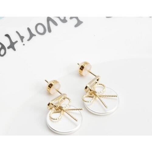 KIVN Earings Fashion Jewelry Female Korean Gold Round Disc Bowknot Earrings 2019 for Women Jewel Christmas Party Birthday Gifts