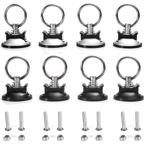 4 Pack Round Anchor Point Tie Down Kit, Bolt On Fitting Kit With Quick Release T Universal For ATV Motorcycles Snowmobiles