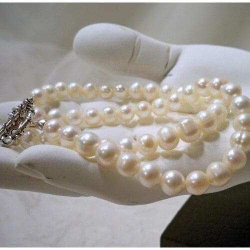 Hot Sale Favorite Pearl Bracelet 2 Rows White Color Round Beaded Genuine Freshwater Pearl Jewelry Handmade Charming Women Gift