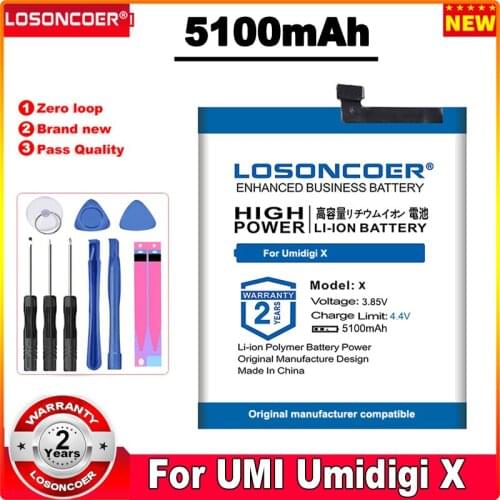 LOSONCOER 0 Cycle 100% New 4800mAh Battery for UMI Umidigi X Mobile Phone Battery