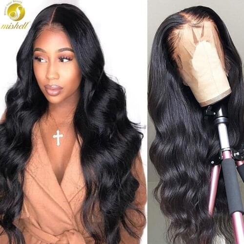 Mishell 13x4 Lace Front Human Hair Wigs Brazilian Body Wave Lace Frontal Wig With Baby Hair