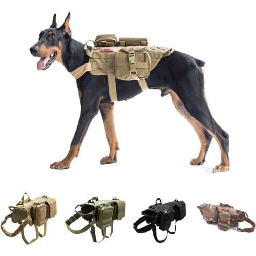 New Military Tactical Dog Harness K9 Working Dog Vest Nylon Lead Training Running for Medium Large Dogs German Shepherd
