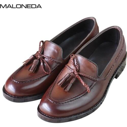 MALONEDA Bespoke Handmade Mens Tassel Casual Shoes Genuine Leather Comfortable Slip On Loafers With Goodyear Welted