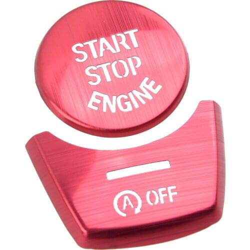2Pcs Car Red Engine Start Stop & OFF Push Button Frame Cover Trim Fit For BMW 5 6 7 Series F10 F11 F06 F01 2015 2014 2013 2012