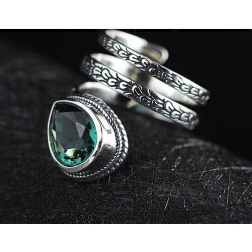 BOCAI New real S925 pure silver jewelry Thai silver faceted zircon open woman ring amorous fashion Female ring
