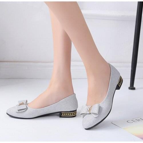 New Women Flats Bow Tie Shoe Casual Leather Flat Shoes Woman Spring Ballet Flats Sapatos Lady Elegant Metal Decoration U19-65