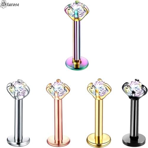 Starose 2-5mm Multicolor Crystal Lip Nose Ring Stud Labret Nose Piercing Tragus Earrings Piercing Nariz Helix Ear Piercing Oreja