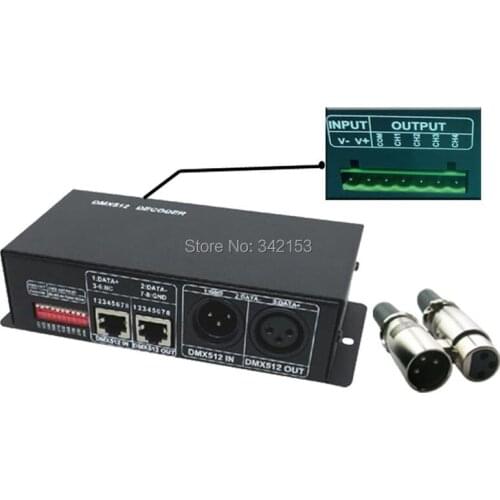 DMX 512 4CH DC12-24V 16A Common Anode RGB Controller Dimmer For Dream Color LED Light Strip Portable Lighting Accessories