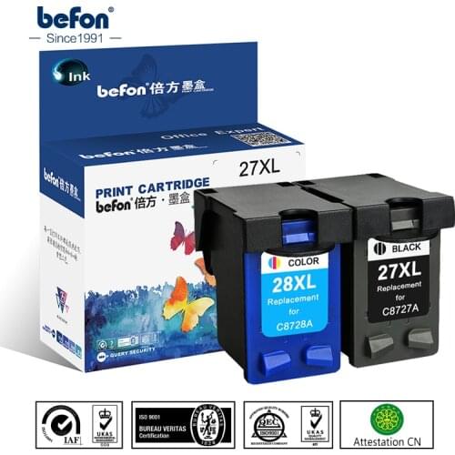 Befon Compatible Ink Cartridge Replacement for HP 27 28 HP27 HP28 for Officejet 4255 4256 5608 5609 Deskjet 3320 3323 3325