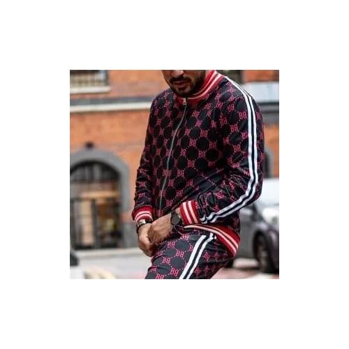 Muscle Brother Sport Suits European American Trends 3D Print Fitness Zipper Hoodies Sweatpants Slim Casual Fashion Tracksuits