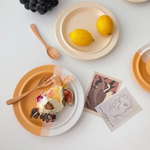 Ins Ceramic Plateau Brief Round Dessert Cake Plate Bread Plate for Kitchen Tableware Platos Vajilla Plates Ceramic Dish