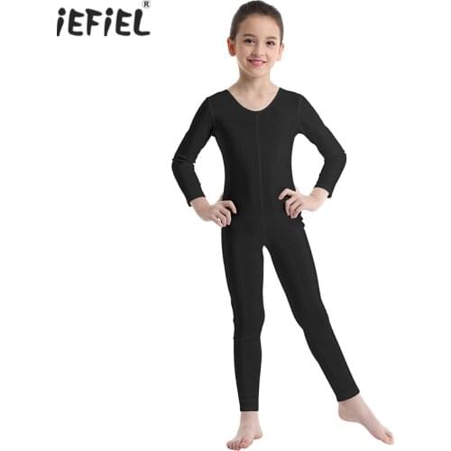 Kids Girls Long Sleeves Ballet Dance Costume Stretchy Slim Fit Gymnastics Leotard for Girls Ballerina Jumpsuit Unitard Dancewear