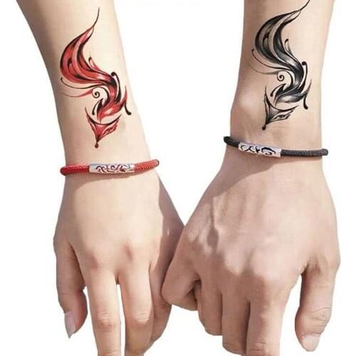 2Pcs/Set Waterproof Tattoos For For Women Body Art Painting Arm Legs Red Black Fox Tattoo Stickers Cheap Wholesale