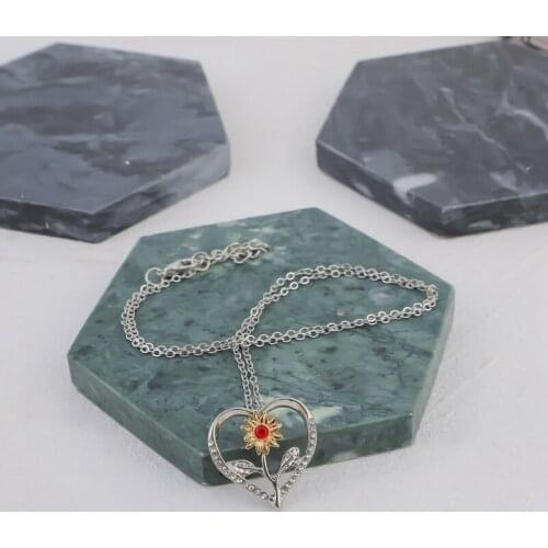 Sunflower Necklace For Women Love Heart Pendant My Sunshine Jewelry Necklaces Valentines Day Gifts For Wife Girlfriends
