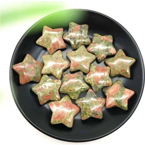 1PC Natural Unakite Star Shaped Crystal Gemstone Healing Stones Decor Crafts DIY Stone Natural Stones and Minerals