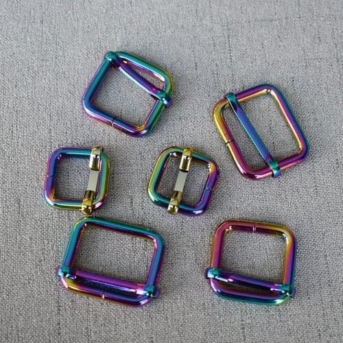 100 Pcs/Lot 15mm 20mm 25mm Colourful Metal Non-Welded plating Roller Pin Adjuster Buckles For Backpacks Straps shoes Bags DIY