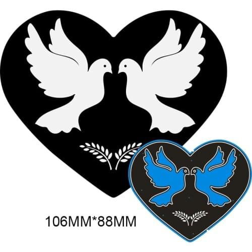 106*88mm heart Two pigeons New Arrival Frame Cutting Dies Stencil DIY Scrapbooking Photo Album Embossing Paper Card