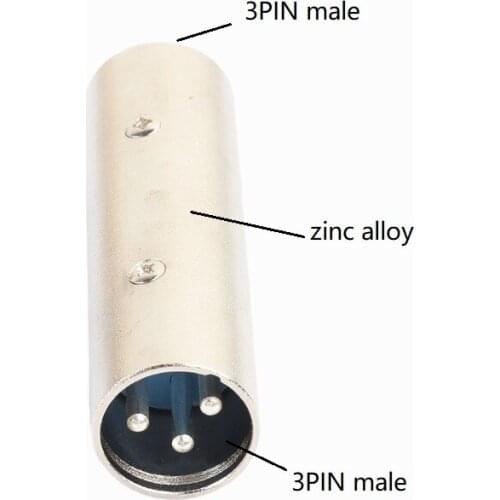 2pcs/Pack 3pin XLR Male To Male Connector Audio Adapter Coupler Gender Changer for Microphone