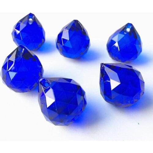 Top Quality 24pcs 20mm Blue Faceted Glass Crystal balls Chandelier Parts Lighting Balls Suncatcher Decoration Wedding Home hang