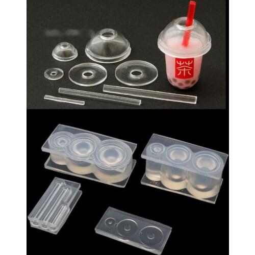 3D Mini Milk Tea Cup Bottle UV Resin Silicone Mold Miniture Food Play Mold Tool
