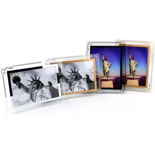 5/7 Inch Tabletop Glass Photo Frames Gold Silver Lace Border Craft Chic Ornate Europe Style Desk Picture Frame Office Home Decor