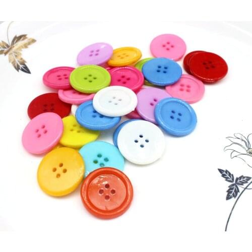 500pcs Acrylic nylon Plastic Sewing Buttons - Mix colors 25mm ,edged 4 holes embellishments, scrap-booking crafting