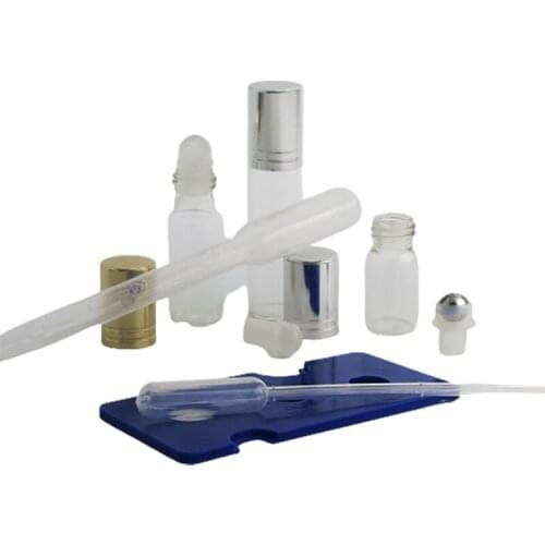 500 x 7ml Transparent Glass Roll on Bottles with Glass Metal Roller Balls 7cc Mini Cute Aromatherapy Perfumes Lip Balms