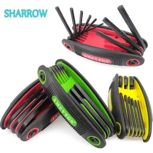 1pc Hex Wrench Set Archery Compound Bow 9 In 1 Metal Folding Key Tool for Outdoor Sports Hunting Training Shooting Accessories