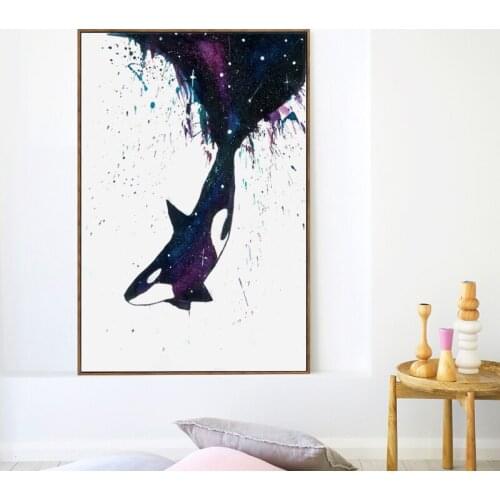 07G Abstract Watercolor Animal Whale A4 A3 A2 Canvas Art Painting Print Poster Picture Wall Living Room Bedroom Home Decoration