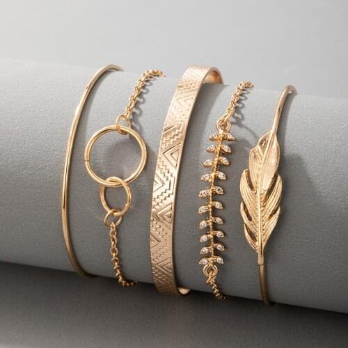 Kpop Chain Bracelet Bijoux Femme Gold Color Rectangle Link Cable Dainty Women Girls Layering Jewelry Sets браслет на ногу